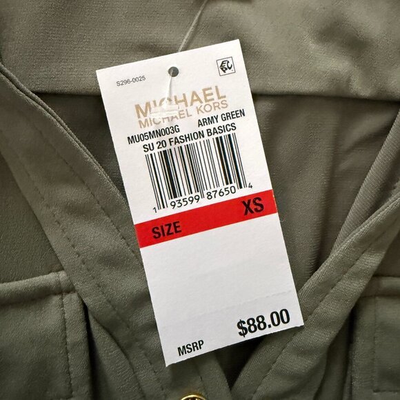 Michael Kors Sleeveless Utility Belted Tunic Top – Army Green – Size XS (NWT) - Picture 2 of 5